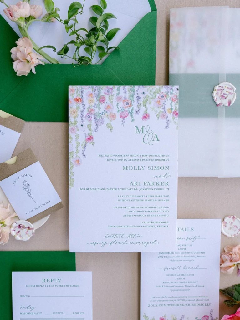 floral wedding invitations