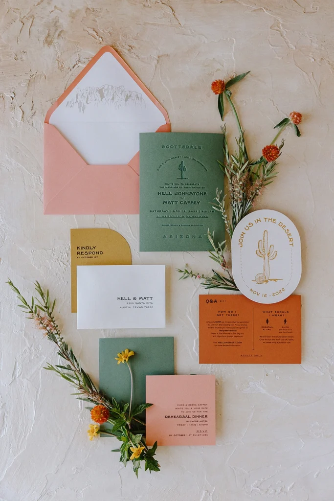 desert colored wedding invitations